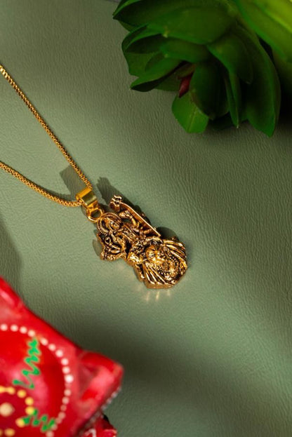 Gold Plated Ambe Mataji Pendant with Chain